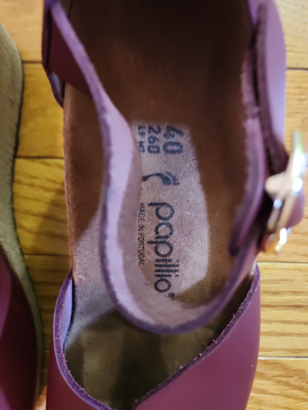 Papillio Burgundy Leather Mary Jane Wedge Shoes with Ankle Strap - Picture 9 of 12